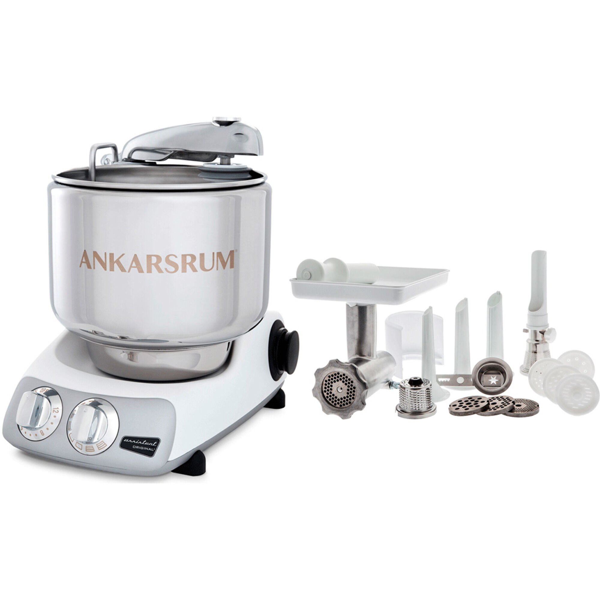 Assistent Akm 6230 Røremaskine Komplet Kødhakker Glossy White