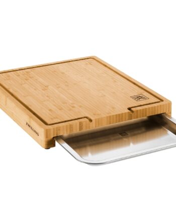 Bbq  Skærebræt Med Bakke 39x30 Cm  Bambus Rustfrit Stål