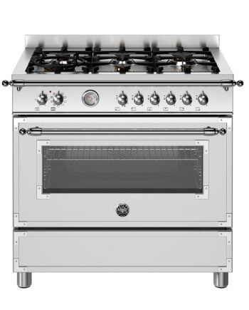 Bertazzoni Her96l1ext Heritage Gaskomfur 90 Cm Med Enkelovn Og   Brændere  Rustfrit Stål