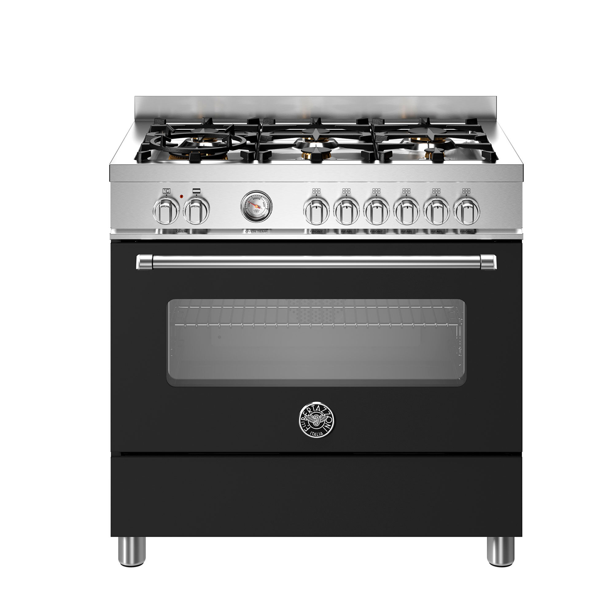 Bertazzoni Mas96l1enet Master Gaskomfur 90 Cm Med Enkeltovn Og Brændere Mat Sort