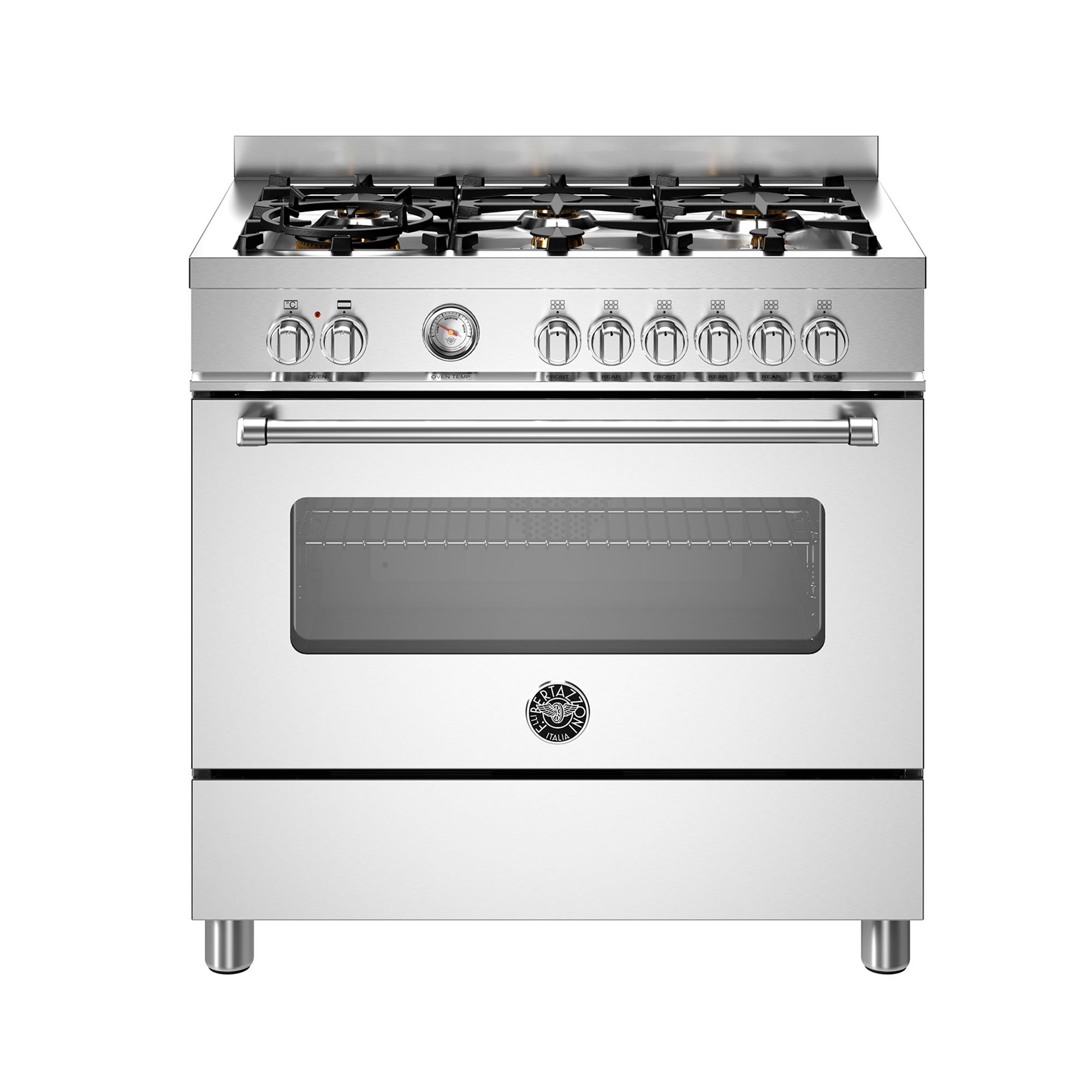 Bertazzoni Mas96l1ext Master Gaskomfur 90 Cm Med Enkeltovn Og Brændere Rustfrit Stål