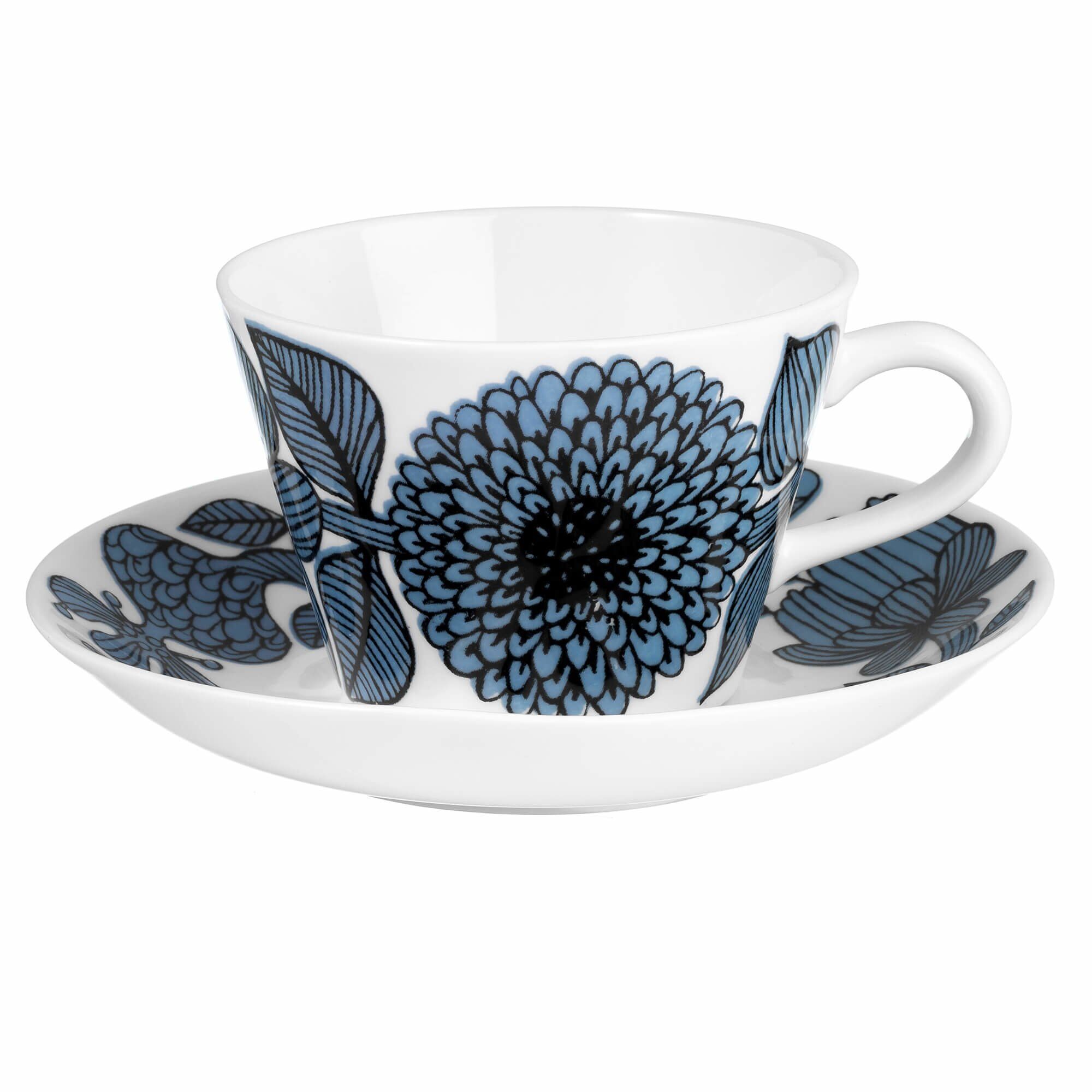 Blå Aster Kaffekop Med Underkop 15 Cl