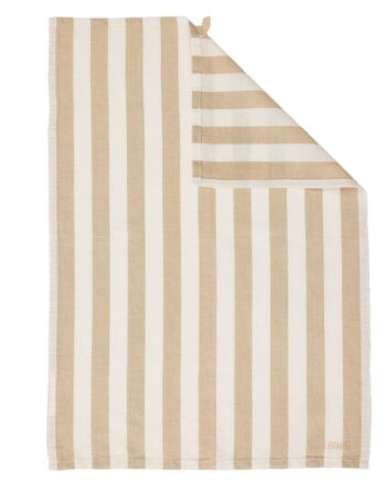 Bredstribet Viskestykke  Beige Hvid