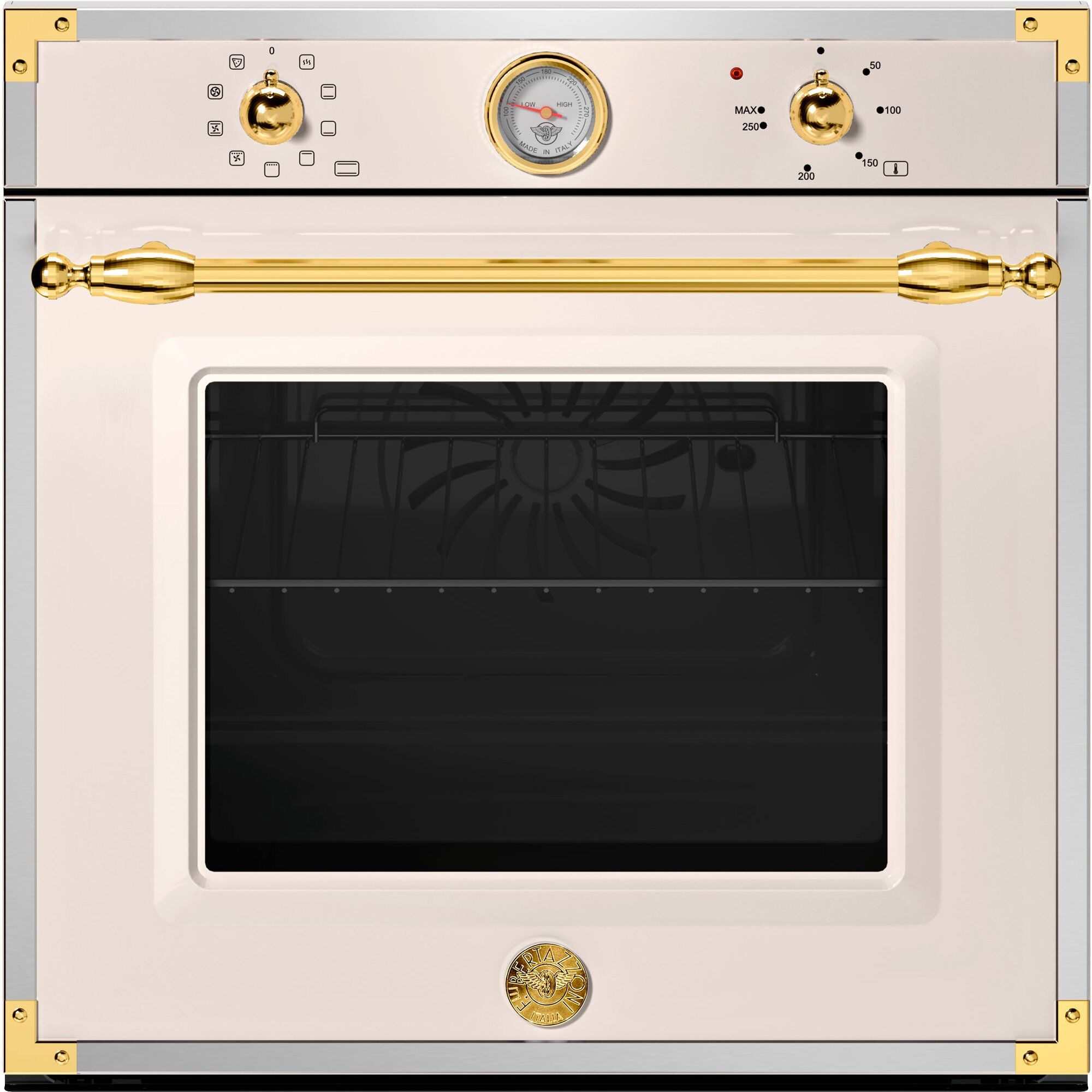 F609herektag Heritage Indbygningsovn 60 Cm Elfenbenshvid Guld