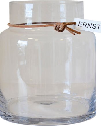 Glasvase Med Lædersnor  18cm