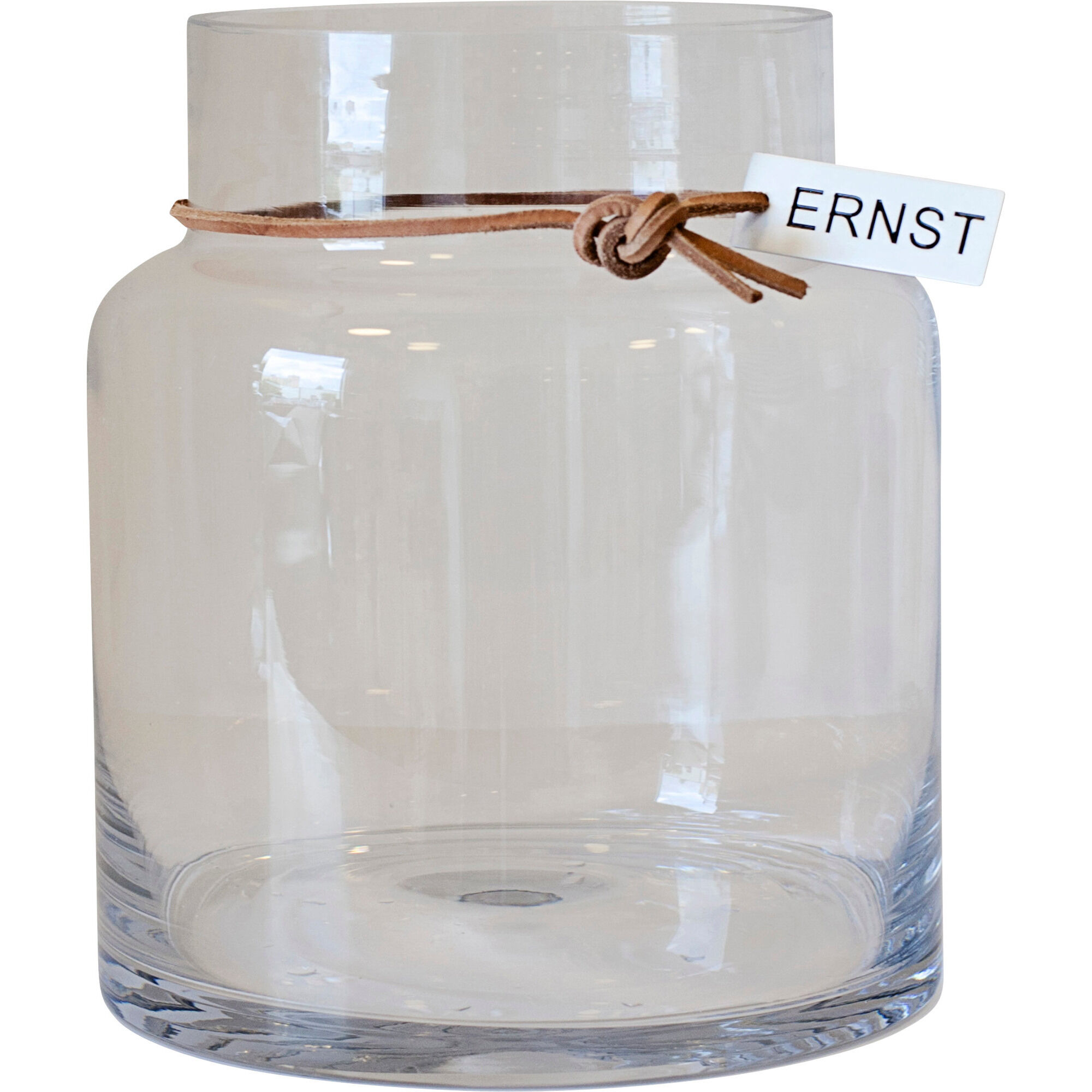Glasvase Med Lædersnor 18cm