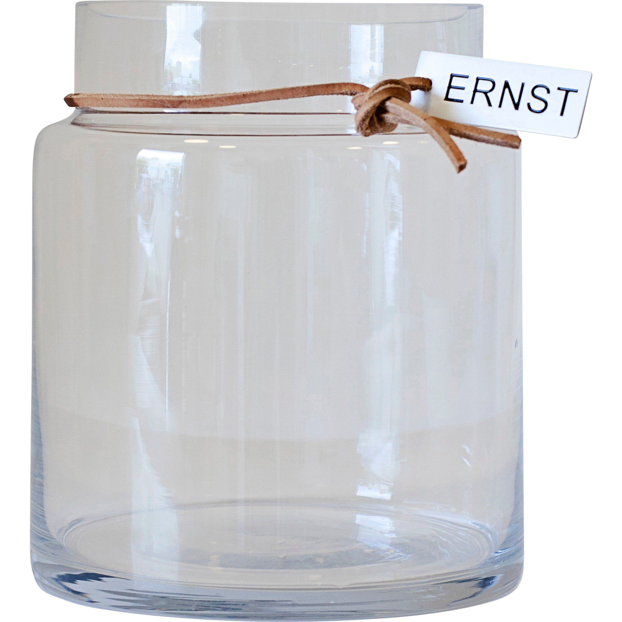 Glasvase Med Lædersnor 22 Cm