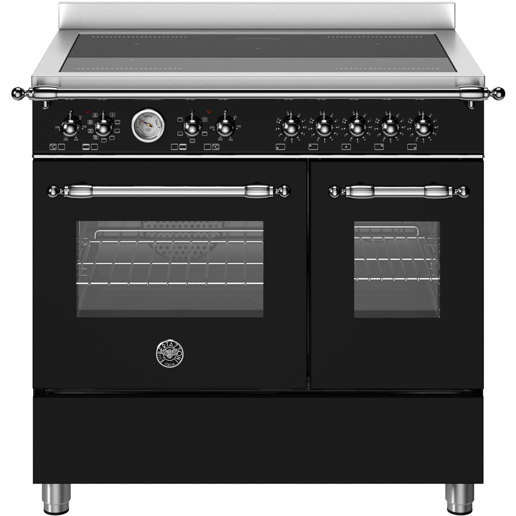 Her95i2enec Heritage Induktionskomfur Med Dobbeltovn 90 Cm Zoner Mat Sort