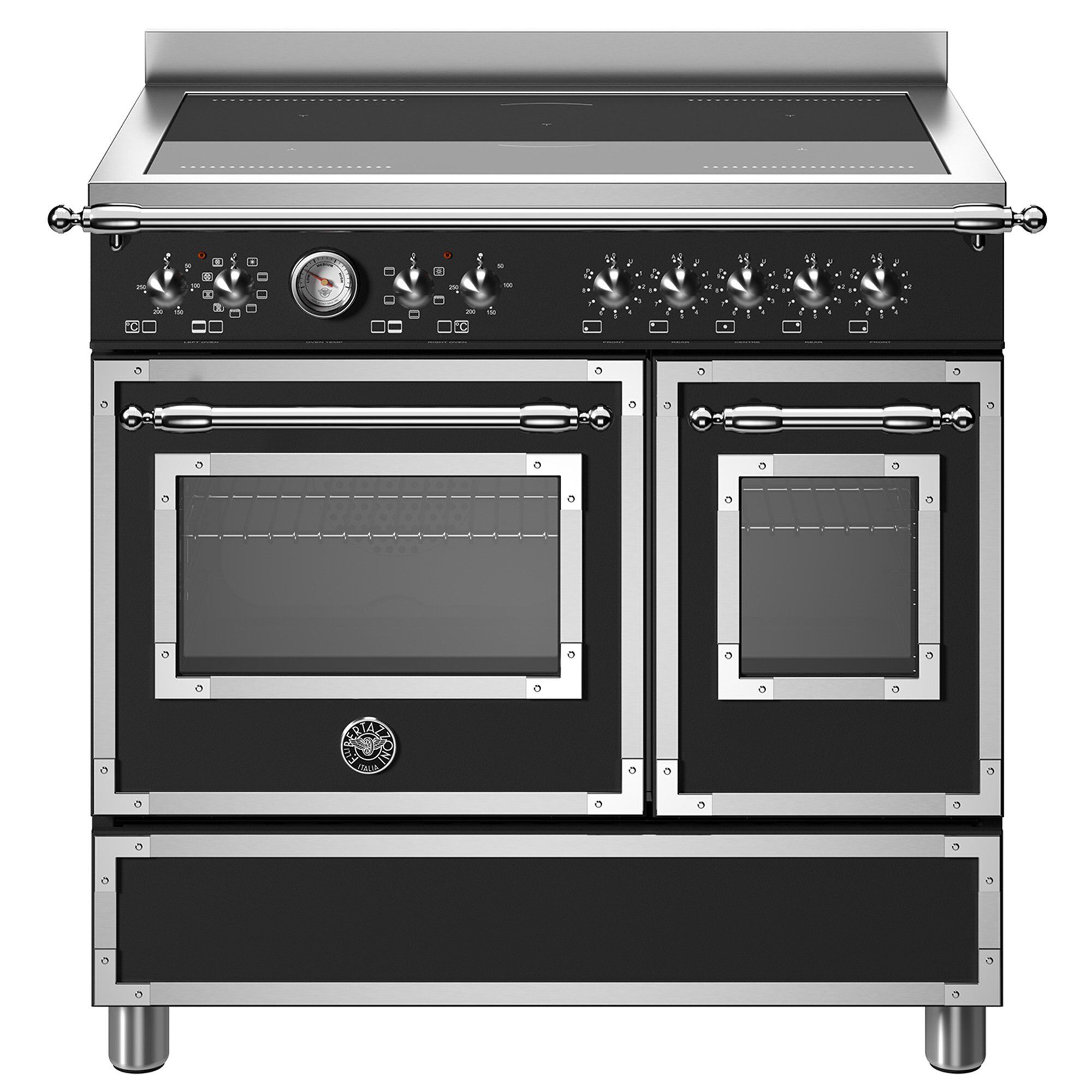 Her95i2enet Heritage Induktionskomfur Med Dobbeltovn 90 Cm Mat Sort