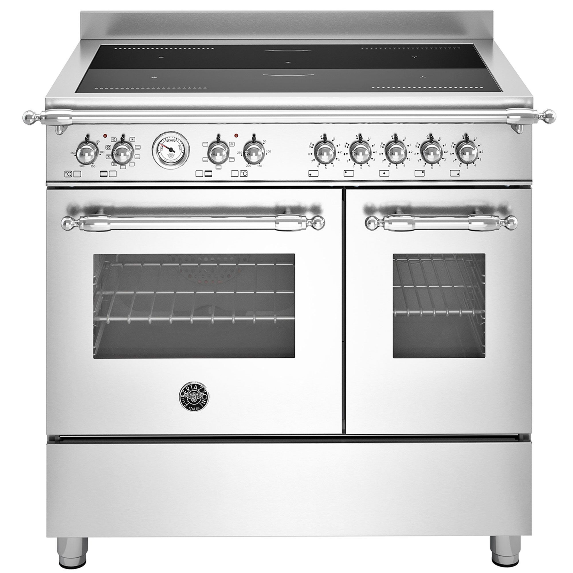 Her95i2exc Heritage Induktionskomfur Med Dobbeltovn 90 Cm Zoner Rustfri