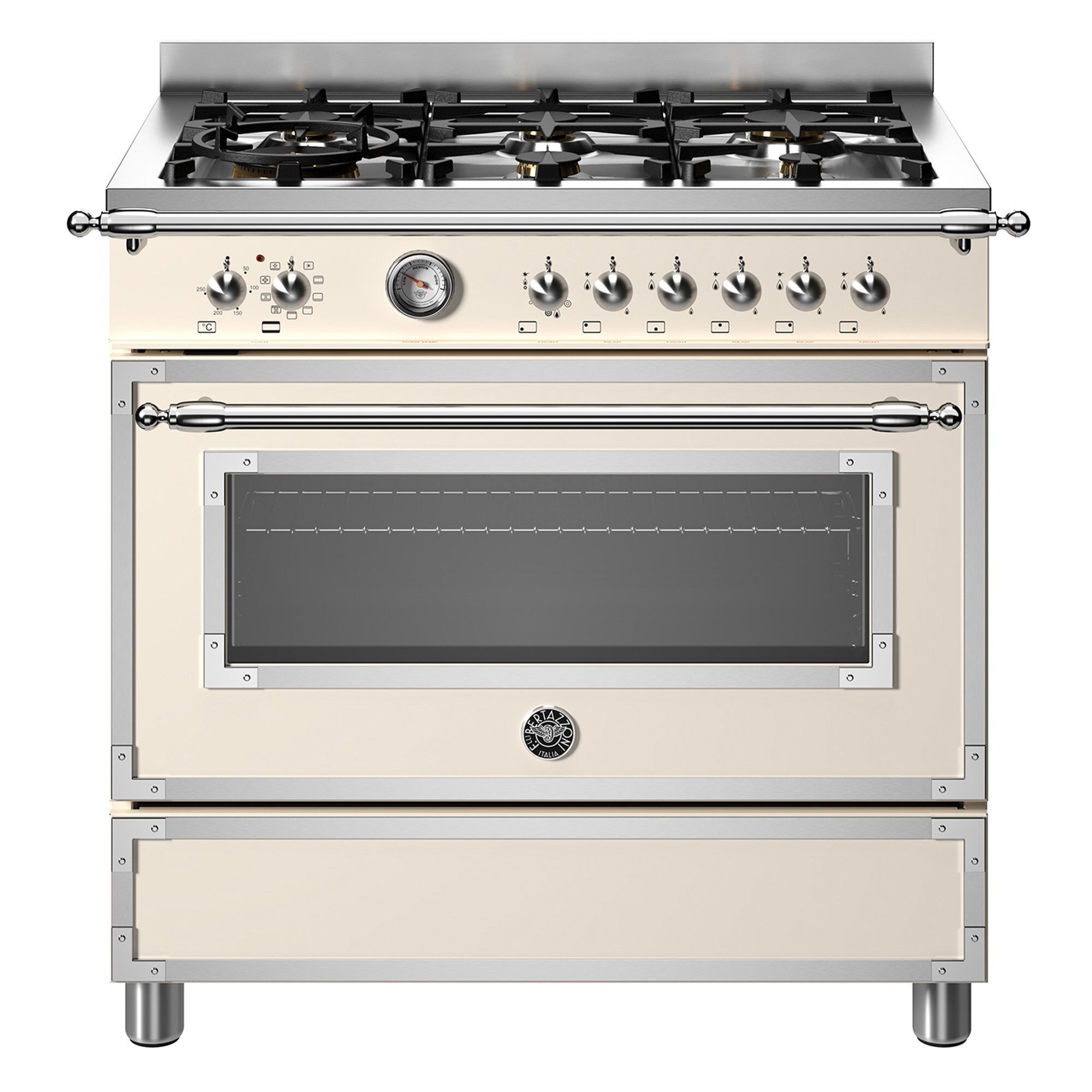 Her96l1eavt Heritage Gaskomfur Med Ovn 90 Cm Cremehvid