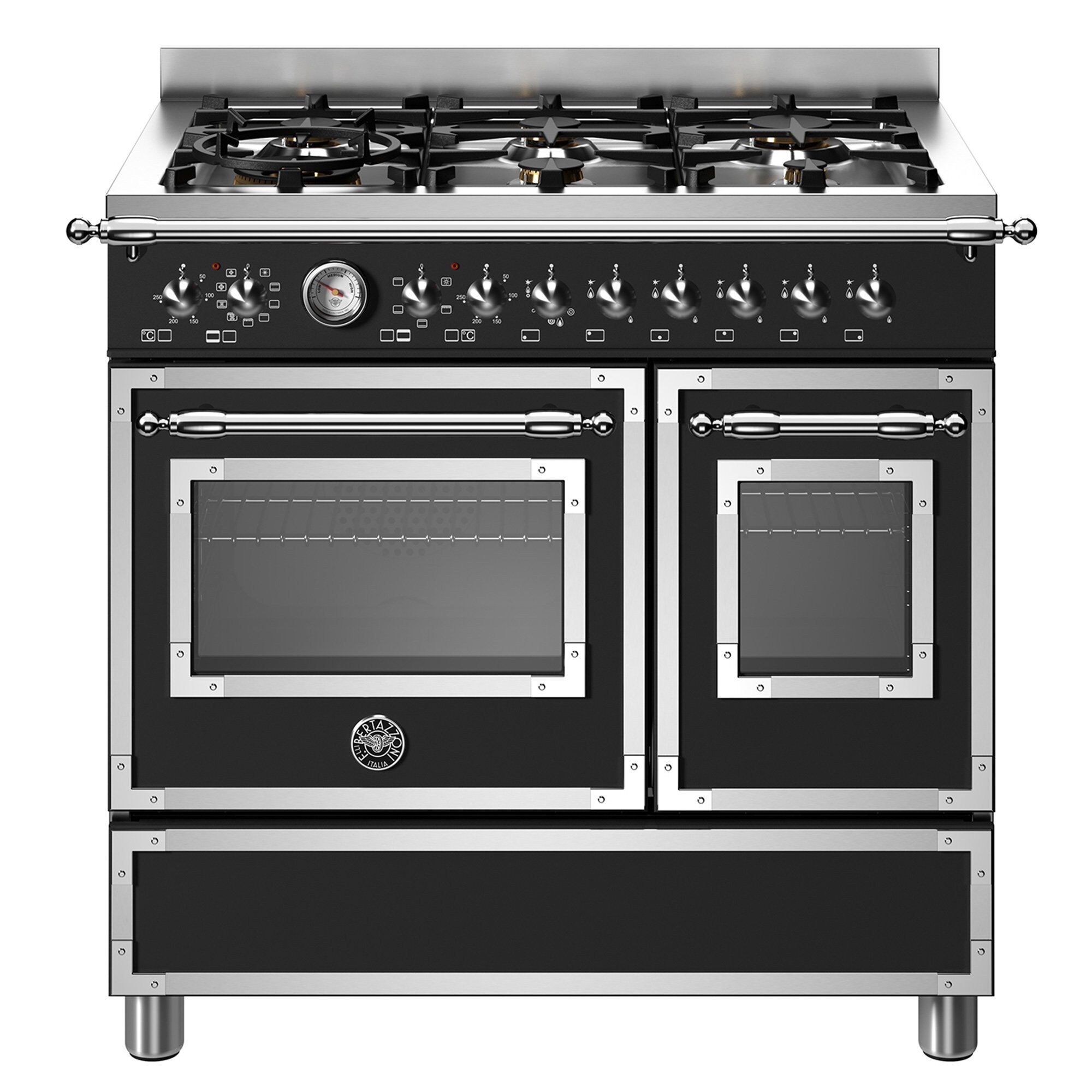 Her96l2enet Heritage Gaskomfur Med Dobbeltovn 90 Cm Mat Sort