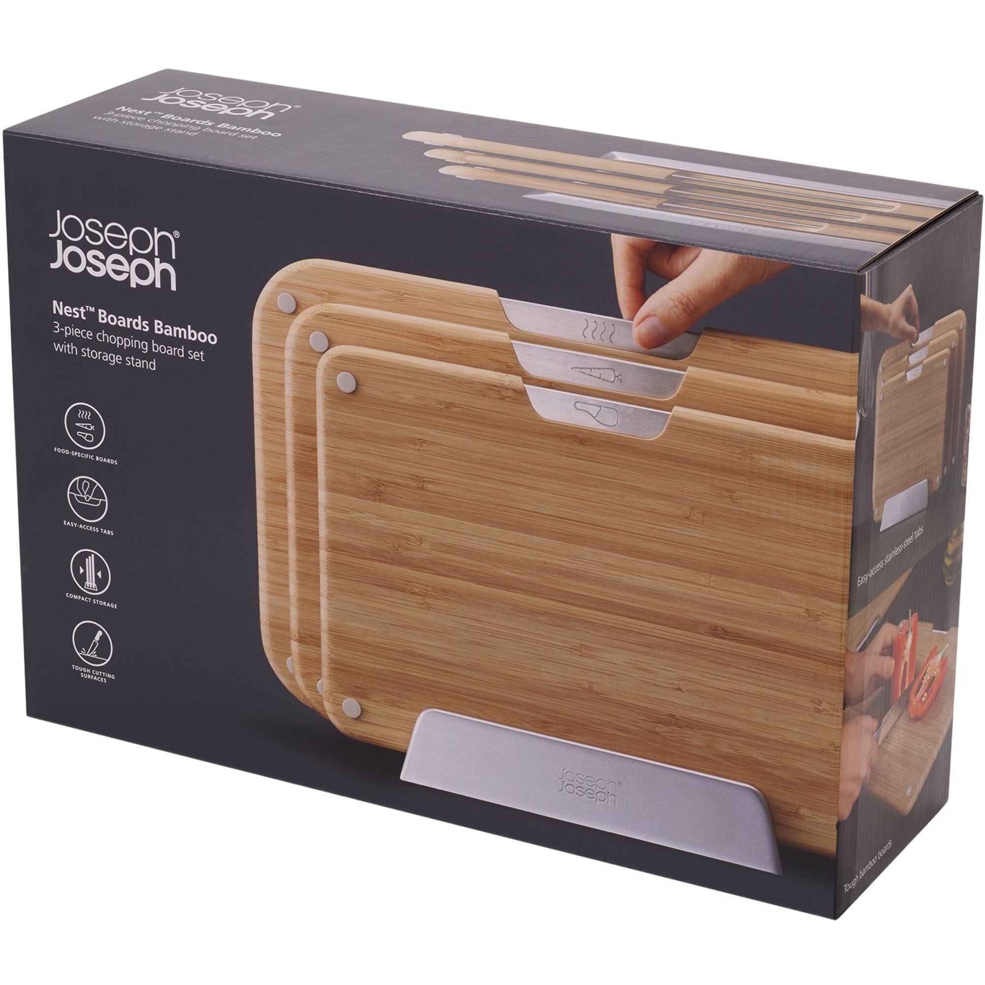 Joseph Joseph Nest Bamboo Skærebræt Sæt Dele Med Stativ