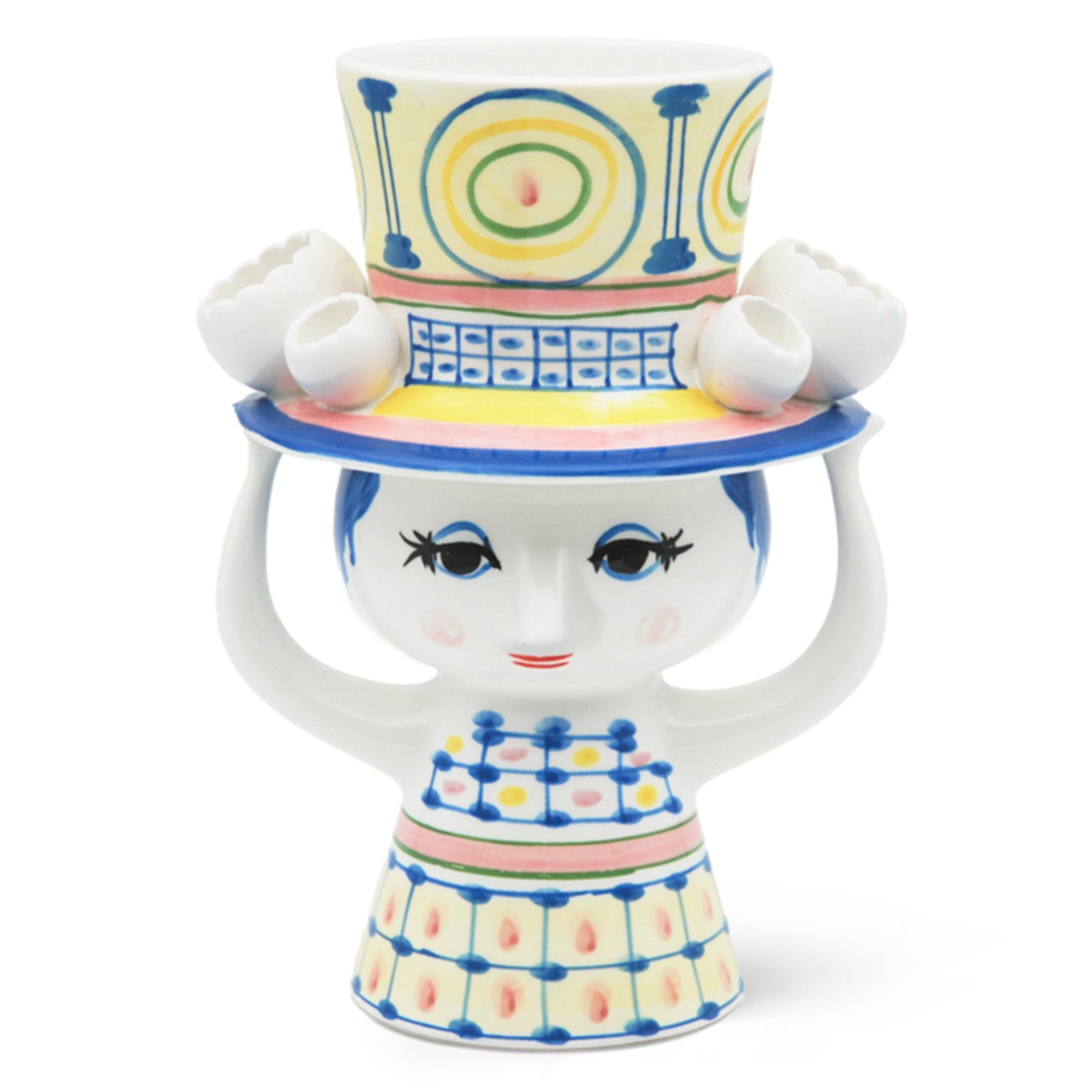 Lady With Hat Vase 20 Cm Blå