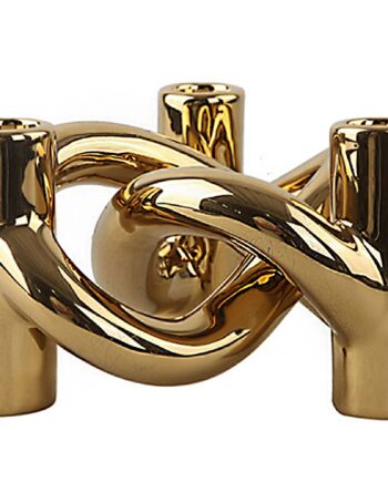 Lykke Three Lysestage  Guld