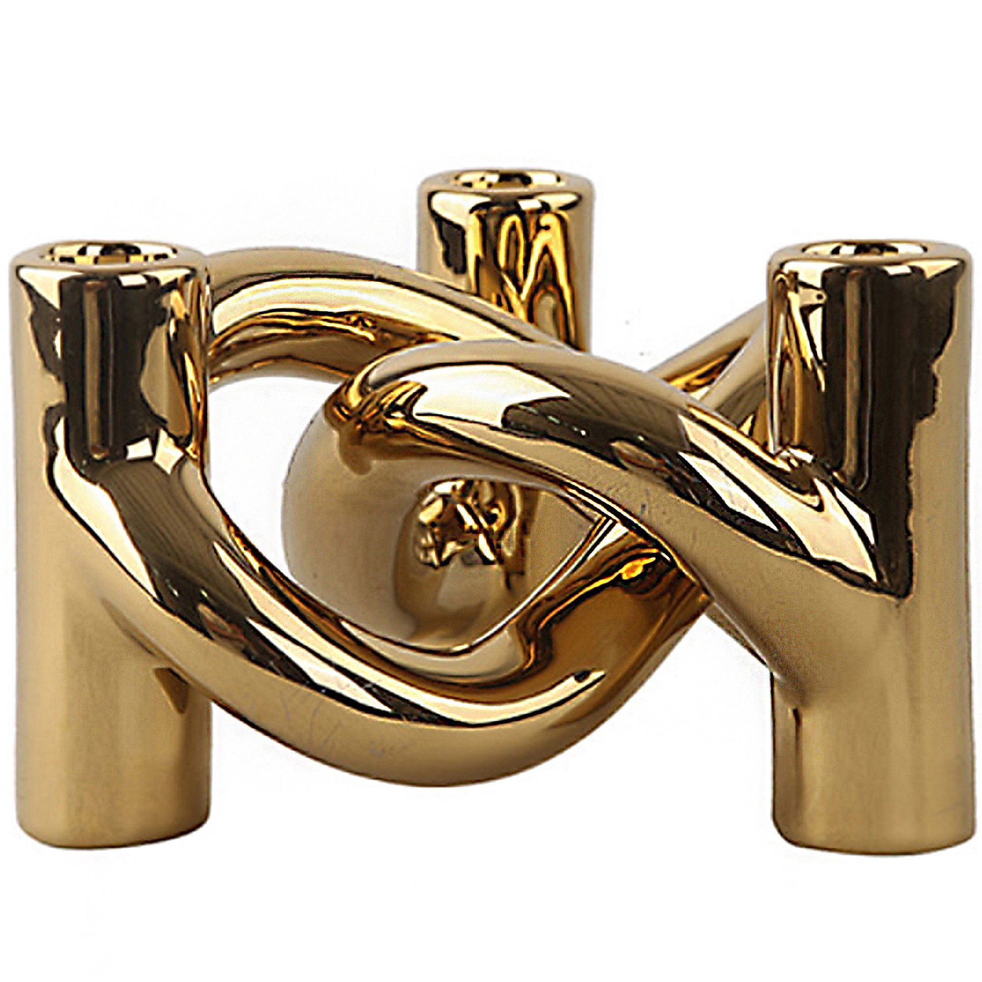 Lykke Three Lysestage Guld