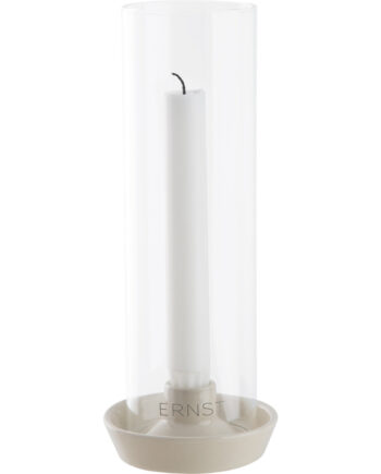 Lysestage Med Glas  Hvid