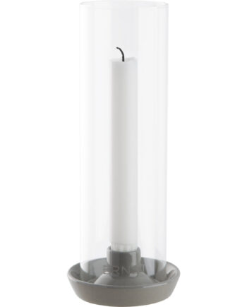 Lysestage Med Glas  Lysegrå