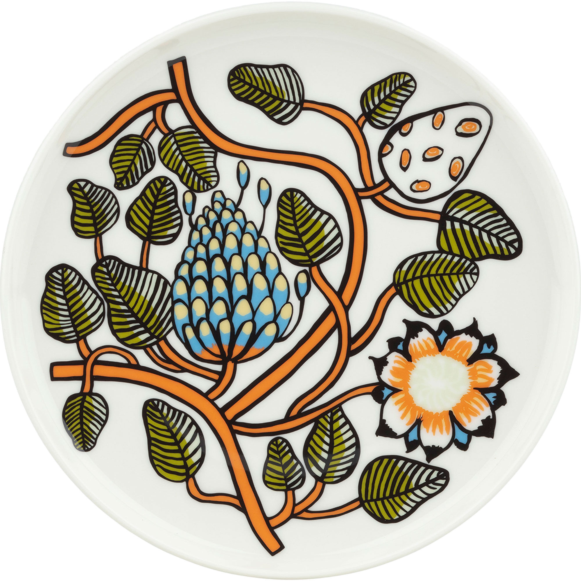 Marimekko Tiara Tallerken 20 Cm Hvid Orange Grøn