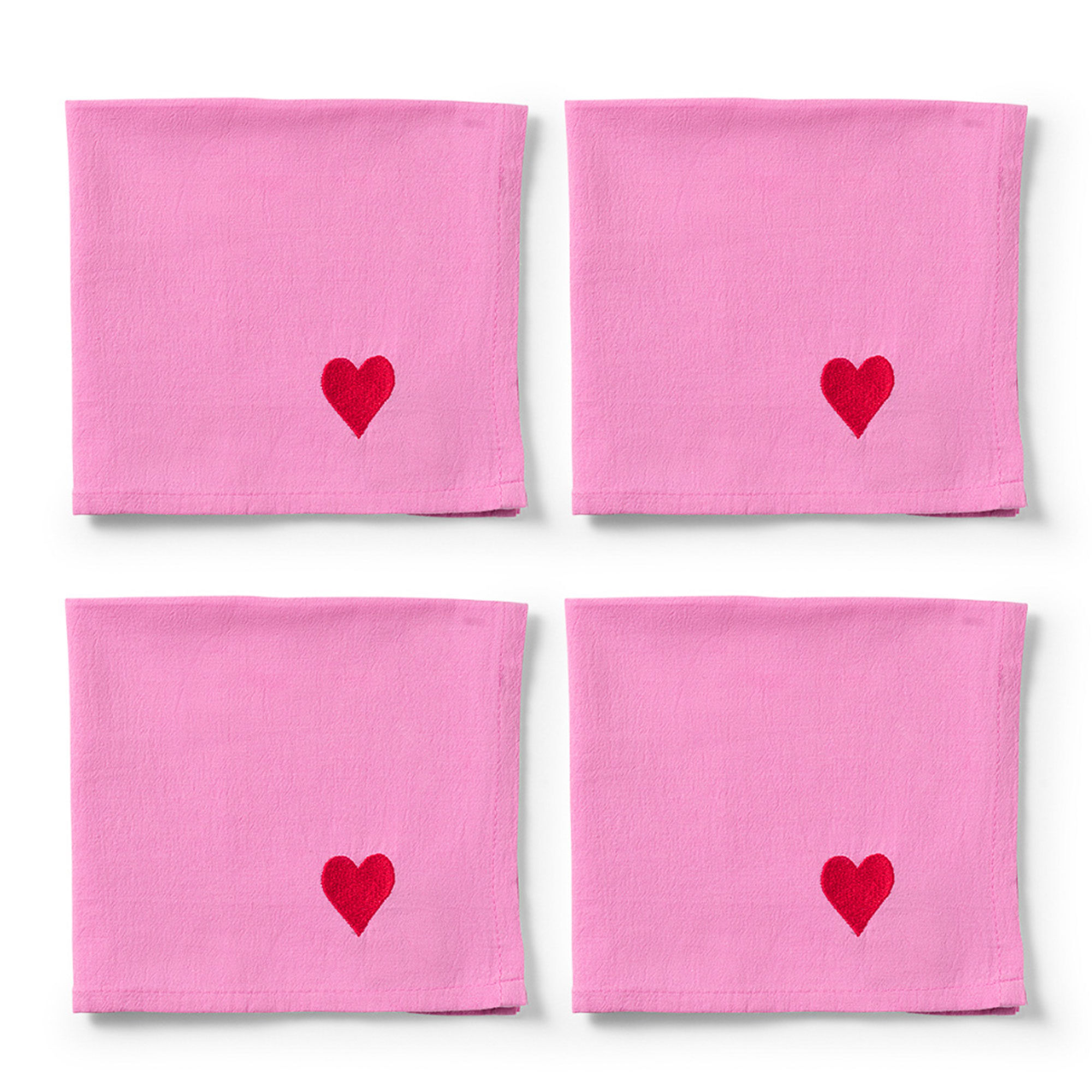 Midnatts Pink Hearts Servietter 40x40 Cm Rosa Stk