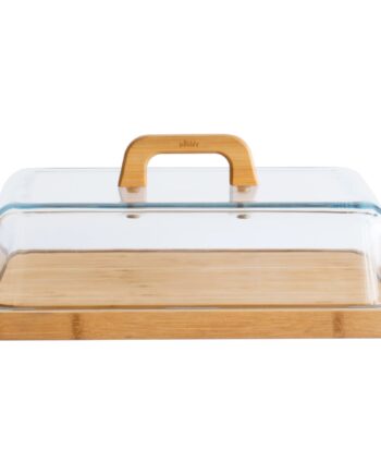 Osteklokke 34x25x9   Cm  Glas Bambus