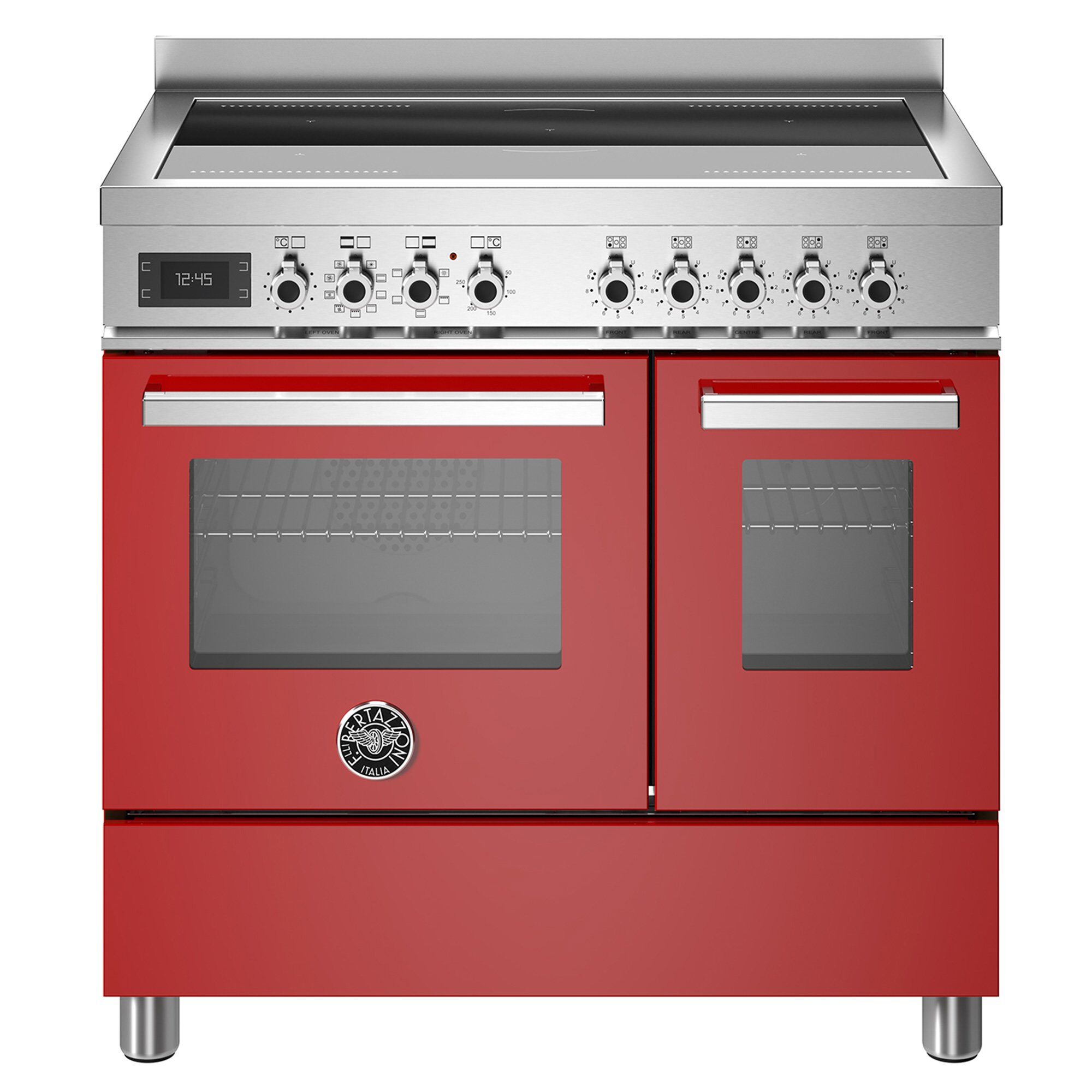 Pro95i2erot Professional Induktionskomfur Med Dobbeltovn 90 Cm Rød