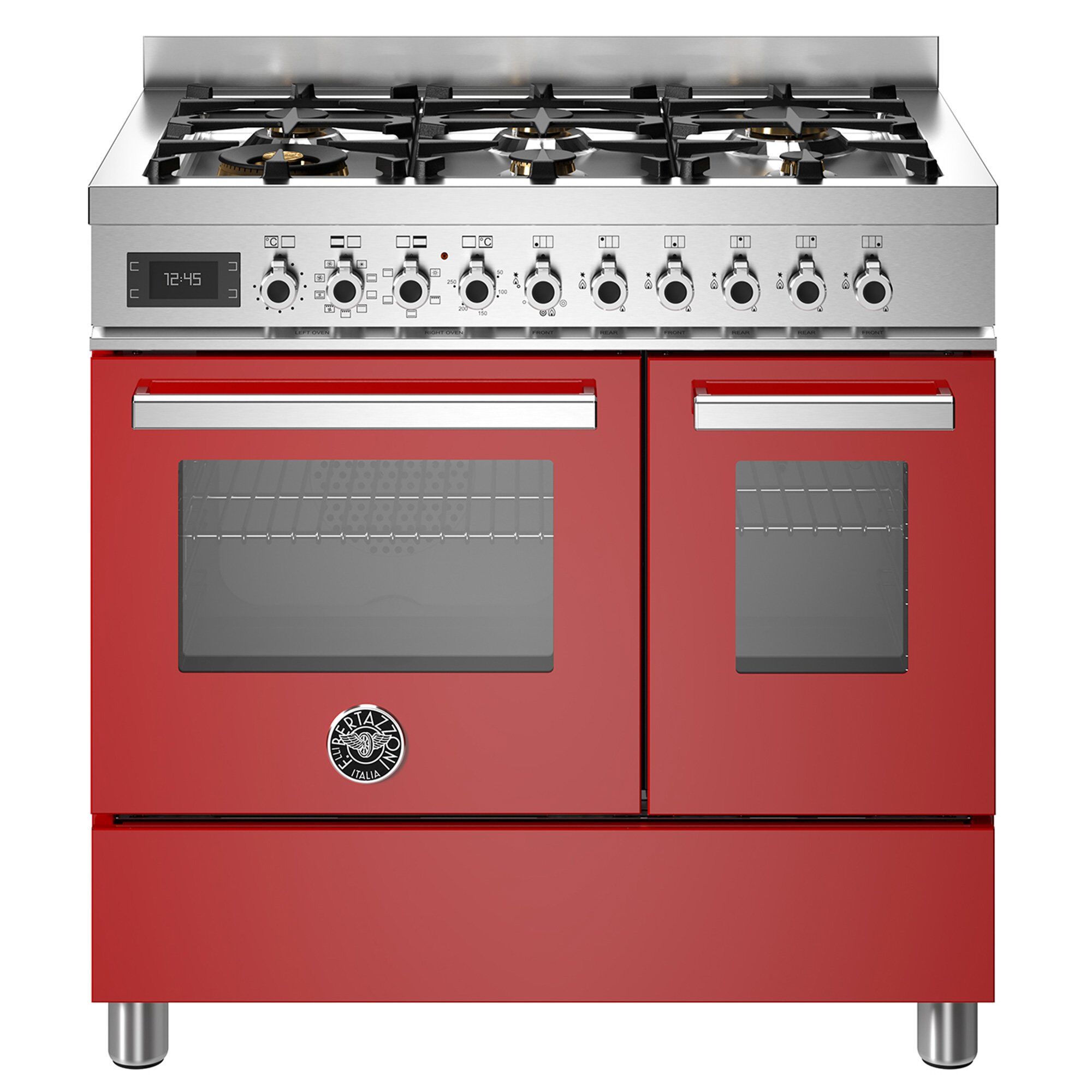 Pro96l2erot Professional Gaskomfur Med Dobbeltovn 90 Cm Rød