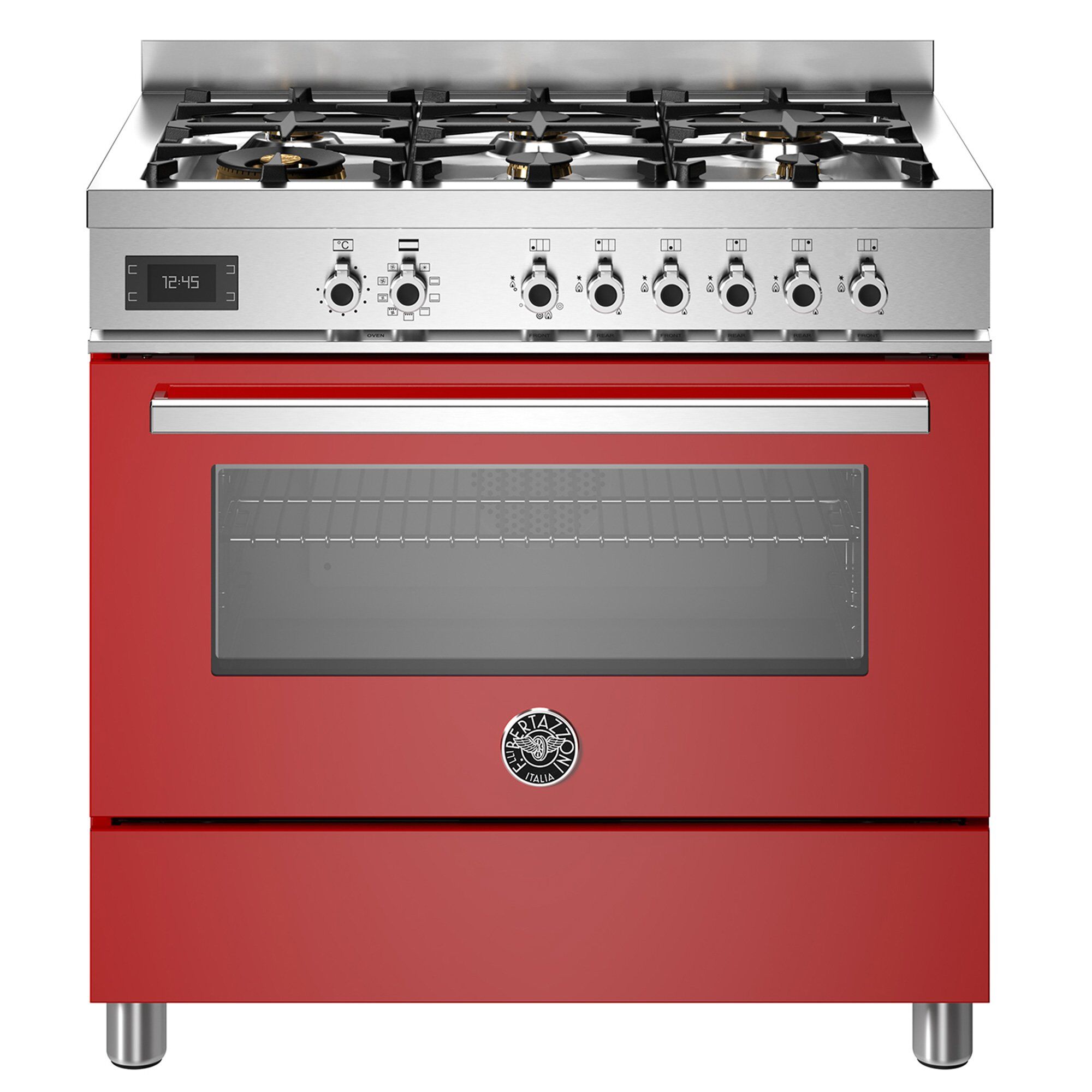 Pro96l1erot Professional Gaskomfur Med Ovn 90 Cm Rød