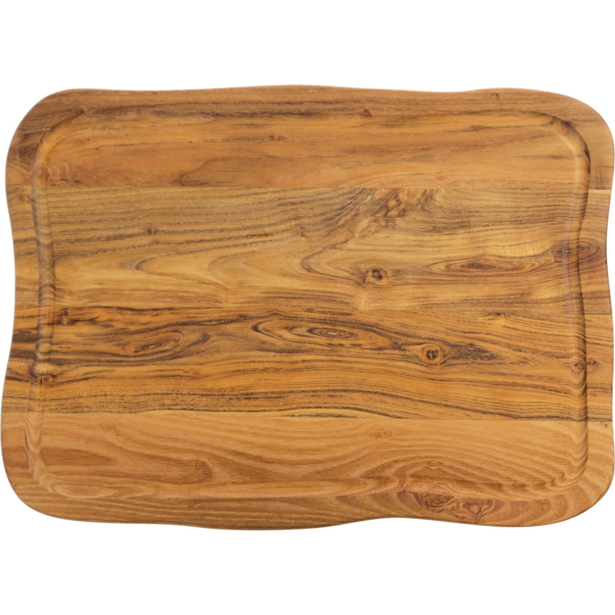 Raw Skærebræt Med Saftrille Teaktræ