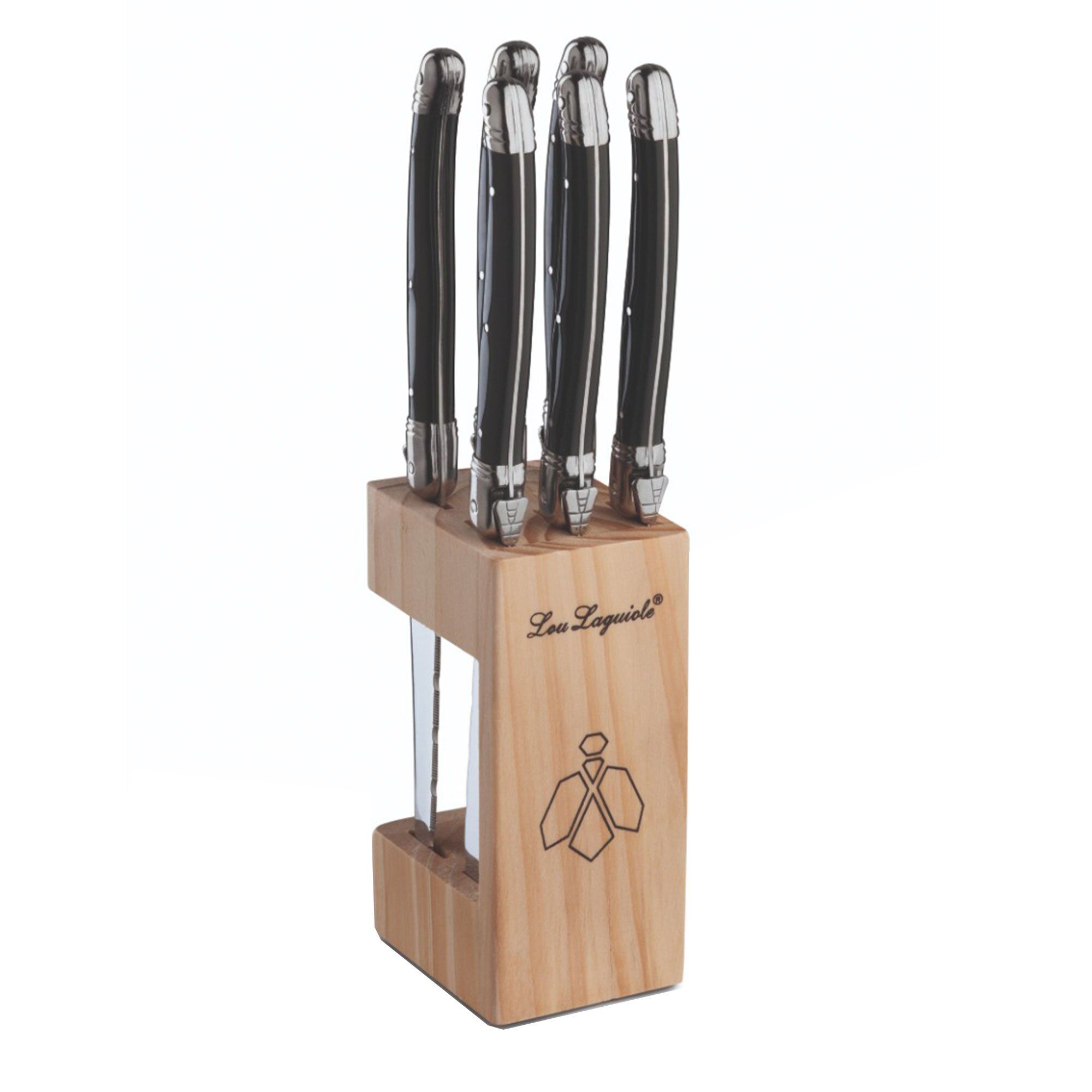 Steakknive Træblok Antracit