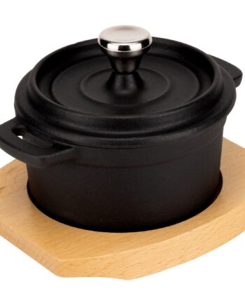 Støbejerns Serveringsgryde 10 Cm  Bordskåner   Træ