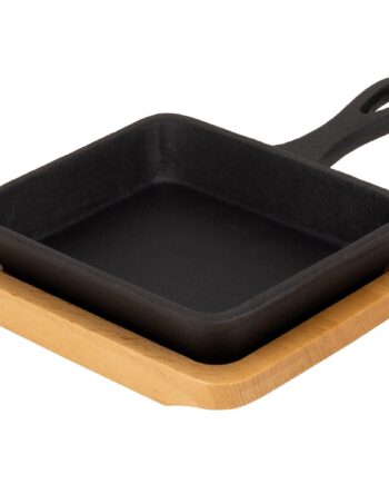 Støbejerns Serveringspande 12 Cm  Bordskåner   Træ