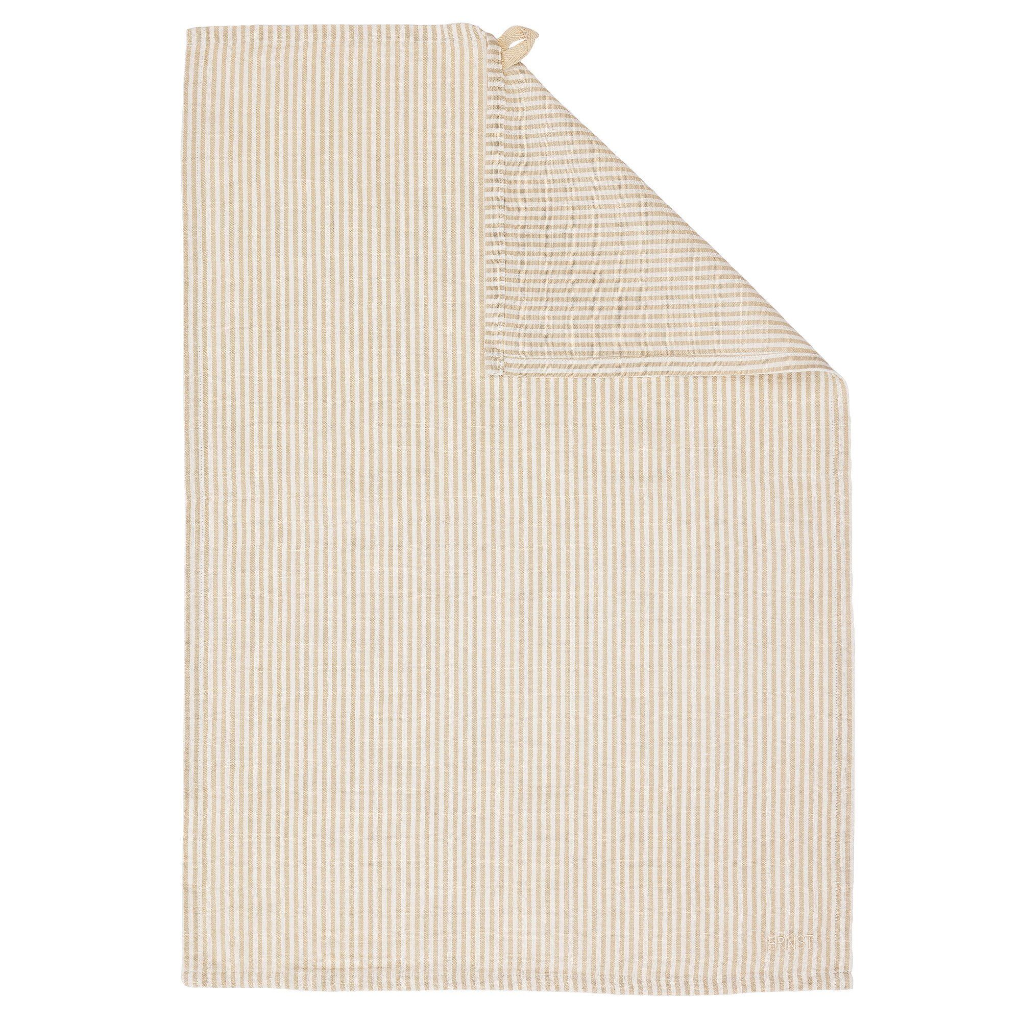 Stribet Viskestykke Beige Hvid