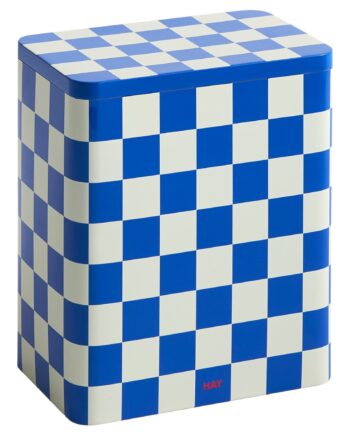 Tin Container  Large  Blue Off-white