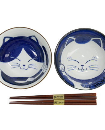Tokyo Design Studio Kawaii Cat Gavesæt  Skåle Og Spisepinde