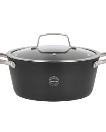 Travo Gryde Med Glaslåg     Liter 24 Cm  Sort Aluminium