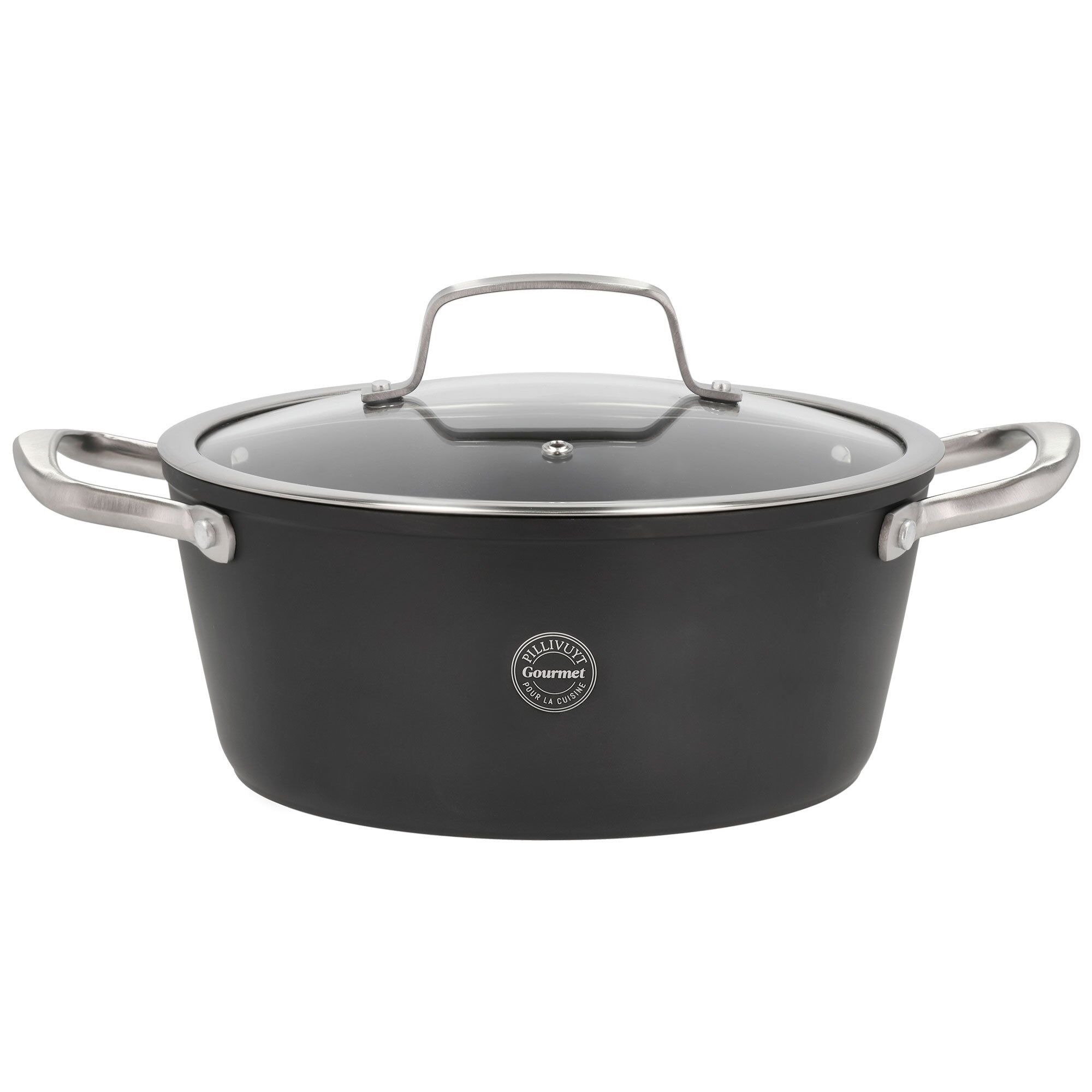 Travo Gryde Med Glaslåg Liter 24 Cm Sort Aluminium