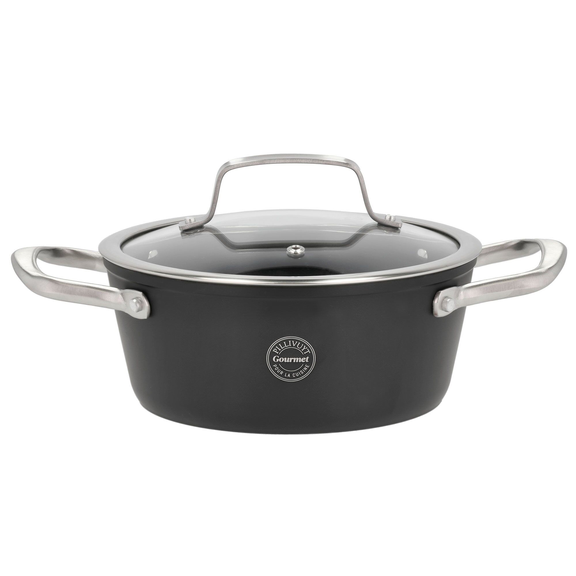 Travo Gryde Med Glaslåg Liter 20 Cm Sort Aluminium