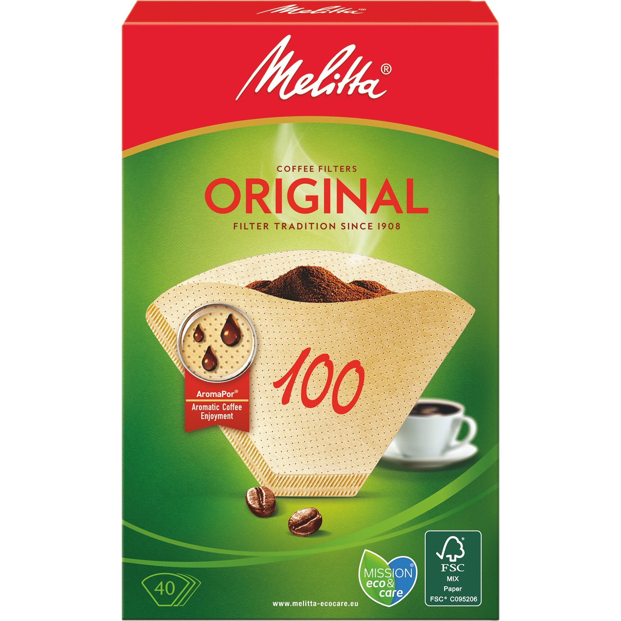 100 40 Ubleget Kaffefiltre
