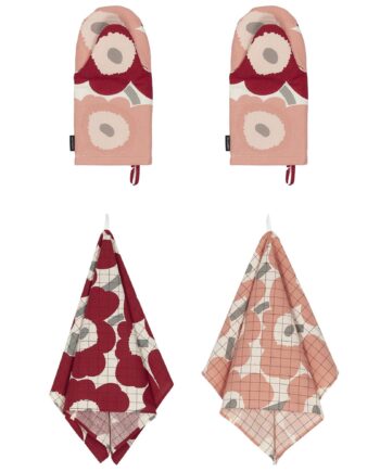 Unikko Sæt Med Køkkentekstiler  Cherry Rose    Dele