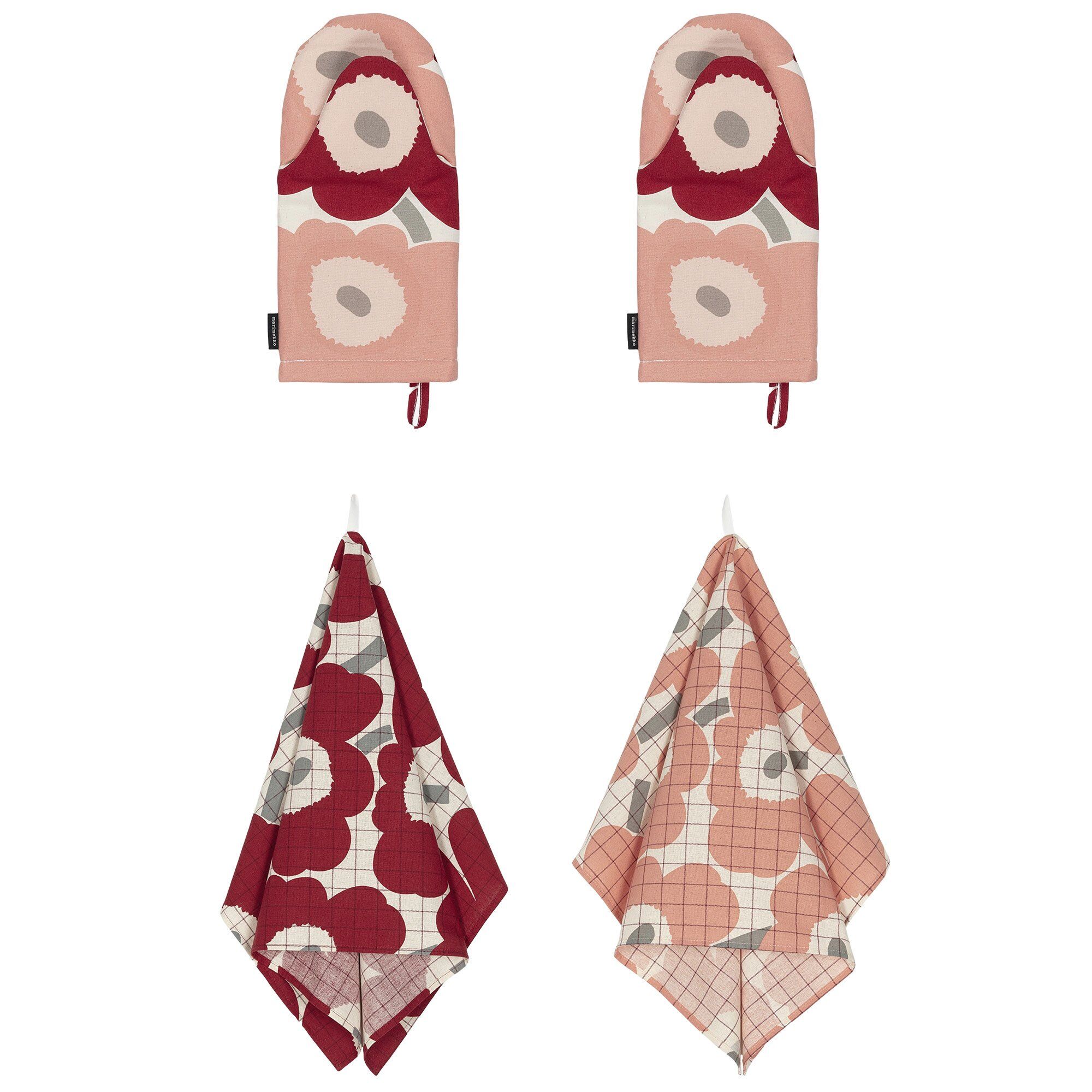 Unikko Sæt Med Køkkentekstiler Cherry Rose Dele