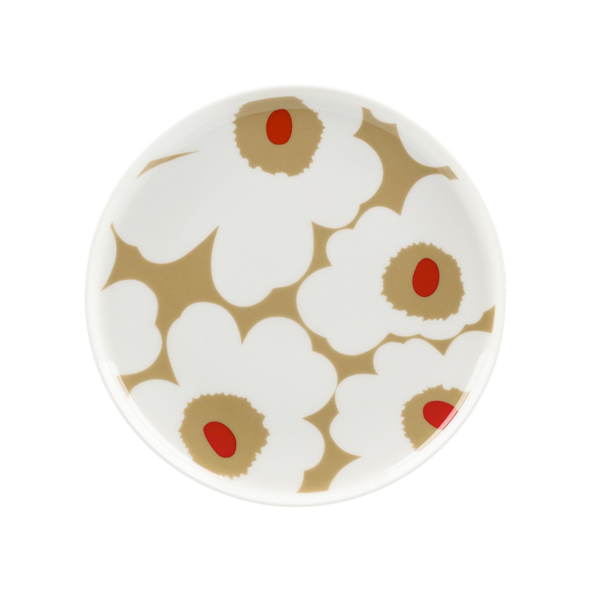 Unikko Tallerken 20 Cm Hvid Beige Rød