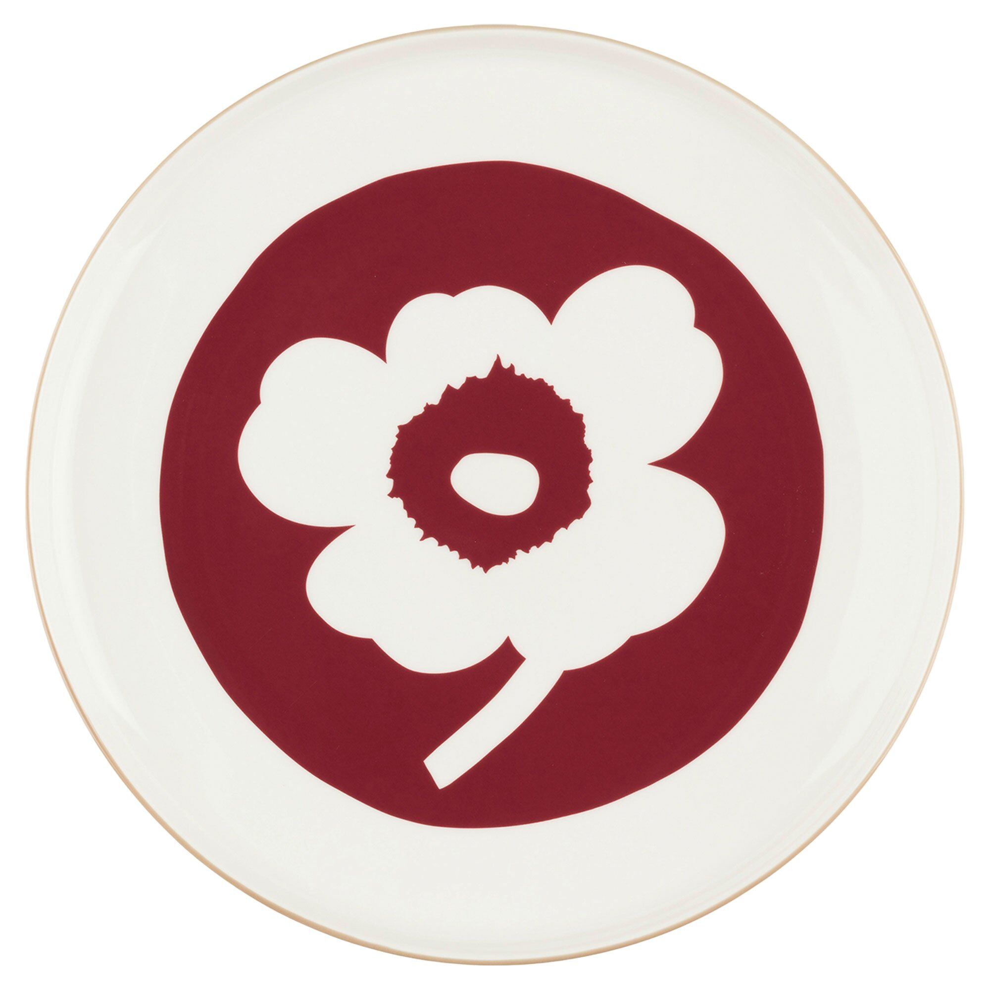 Unikko Tallerken ø25 Hvid Cherry Brun