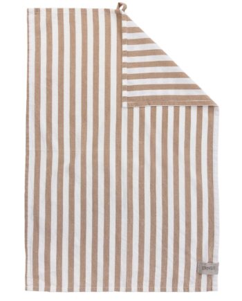Viskestykke Bred Stribe 47   70 Cm  Karamel Hvid